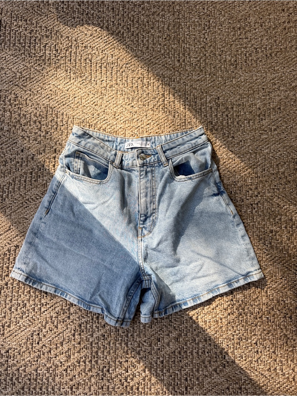 Zara Light Wash High-Rise Denim Shorts
